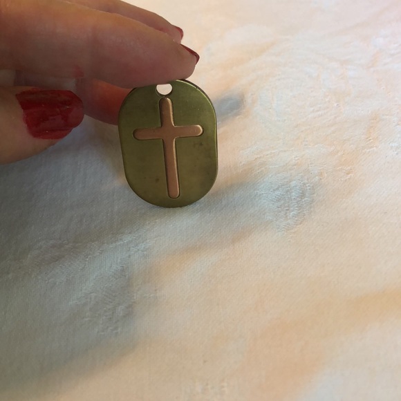 Antique Bronze and copper cross pendant 1.5”by 1”  Both sides identical! - Picture 6 of 7